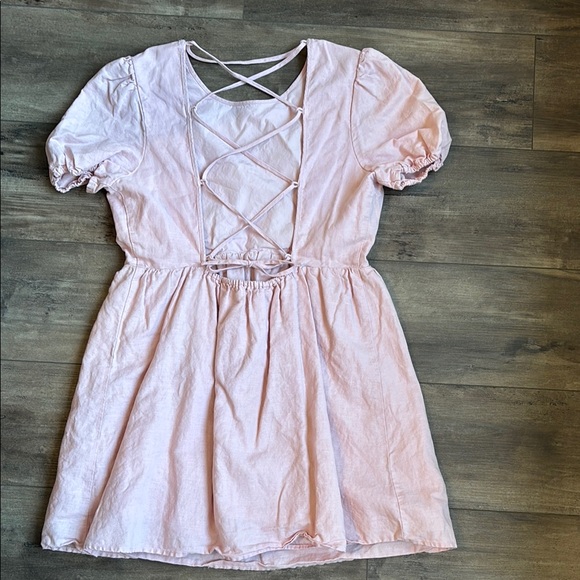 Aritzia Pink Puff Sleeve Mini Sundress - Picture 2 of 2